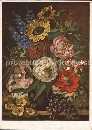 Kuenstlerkarte Kuschke Frucht  Blumenpracht Kat. Kuenstlerkarte