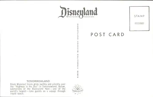 Disney Walt Tomorrowland Train Disneyland Kat. Unterhaltung