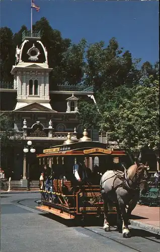 Disney Walt Horse drawn streetcar down Main Street Disneyland Kat. Unterhaltung