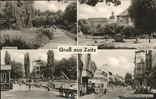 Zeitz Wendische Str. Zentraluhr Platz d. Einheit Sommerbad Kat. Zeitz