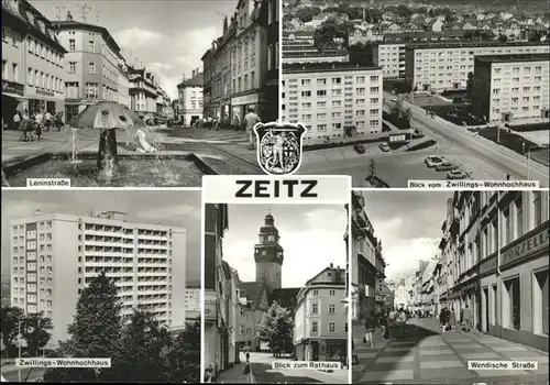 Zeitz Zwillinsg Wohnhochhaus Wendische Str. Wappen Leninstrasse Kat. Zeitz