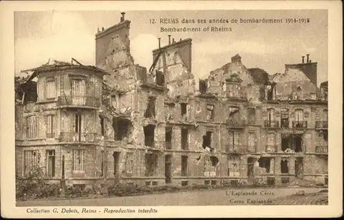 Reims Champagne Ardenne Bombardment of Rheims L'Esplanade Ceres / Reims /Arrond. de Reims