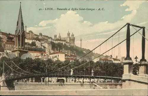 Lyon Passerelle Eglise Saint Georges