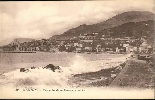 Menton Alpes Maritimes vue prise de la Frontiere / Menton /Arrond. de Nice