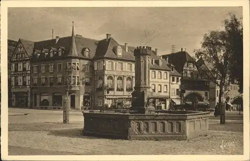 Munster Elsass Place Marche Brunnen Kat. Munster