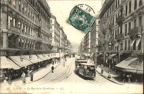 Lyon Rue Republique Strassenbahn  Kat. Lyon