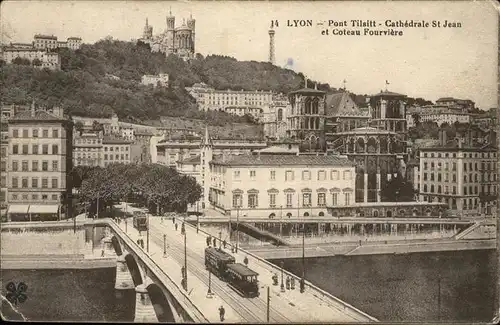 Lyon Pont Tilsitt Strassenbahn  Cathedrale St Jean Kat. Lyon