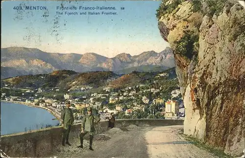 hw14832 Menton Alpes Maritimes Frontiere Franco-Italienne Kategorie. Menton Alte Ansichtskarten
