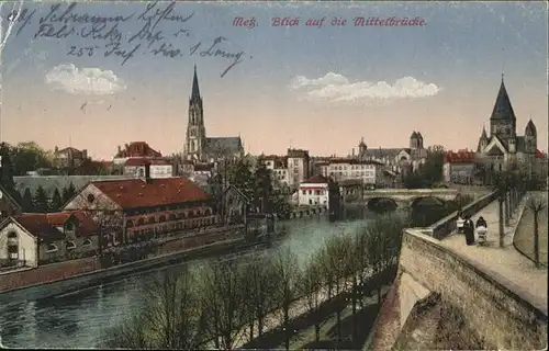 hw14872 Metz Moselle Lothringen Mittelbruecke Kategorie. Metz Alte Ansichtskarten