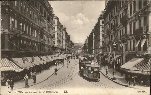 Lyon Rue Republique Strassenbahn Kat. Lyon