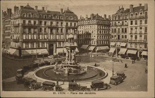 Lyon Place des Jacobins Brunnen Autos Kat. Lyon