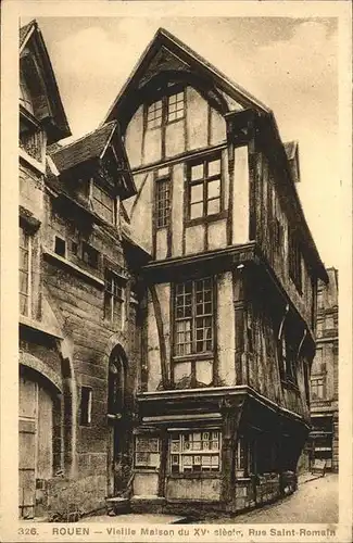 Rouen Vieille Maison du XV Rue Saint-Romain Fachwerkhaus Kat. Rouen