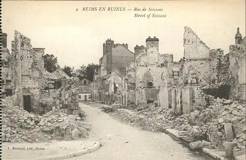 Reims en Ruines Rue de Soissons Kat. Reims