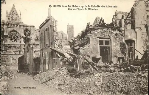 Reims Ruines apres la Retralte des Allemands Kat. Reims