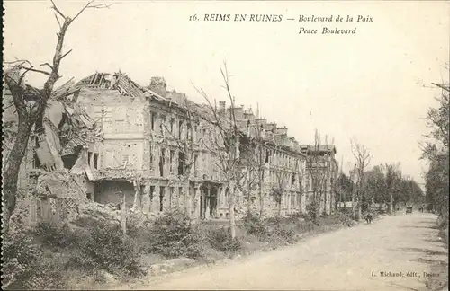 Reims en Ruines Boulevard de la Paix Kat. Reims