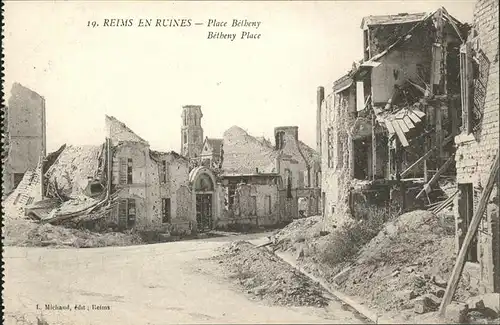 Reims en Ruines Place Betheny Kat. Reims