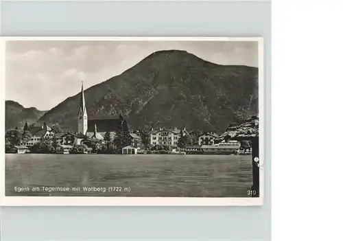 Egern Ansicht vom Tegernsee Kirche mit Wallberg Kat. Rottach Egern