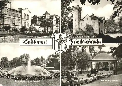 pw05266 Friedrichroda Schloss Reinhardsbrunn Brunnen Kurpark Muskikpavillon Sanatorium Tannenhof Wappen Kategorie. Friedrichroda Alte Ansichtskarten