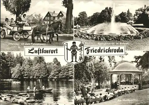 pw05278 Friedrichroda Kurpark Gondelteich Ponygespann Musikpavillon Wappen Kategorie. Friedrichroda Alte Ansichtskarten