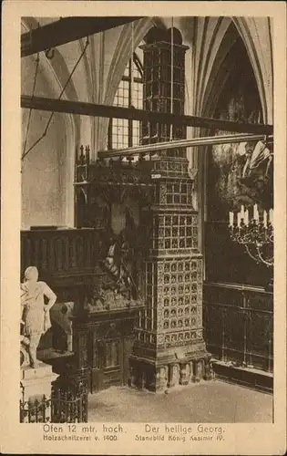 Danzig Ofen Der heilige Goerg Standbild Koenig Kasimir IV Holzschnitzerei von 1400 Westpreussen
