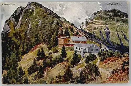 Walchensee Oberbayern Herzogstand-Haus Kuenstlerkarte o 1911