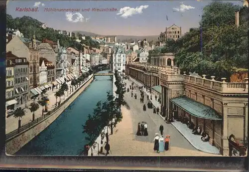 Karlsbad Eger Boehmen Muehlbrunnenquai Kreuzstrasse  / Karlovy Vary /