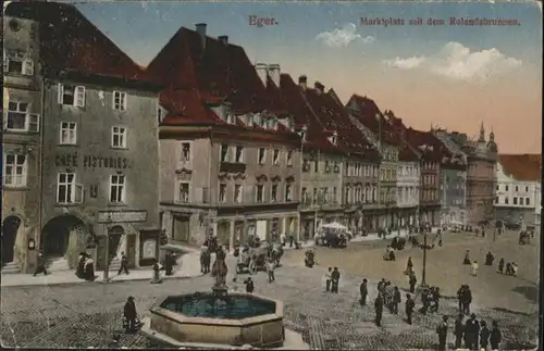 Eger Tschechien Boehmen Marktplatz Rolandsbrunnen / Cheb /