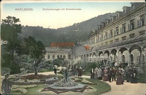 Karlsbad Eger Boehmen Stadtparkanlagen Kaiserbrunnen  / Karlovy Vary /