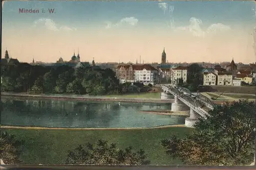 Minden Westfalen Teilansicht Bruecke / Minden /Minden-Luebbecke LKR