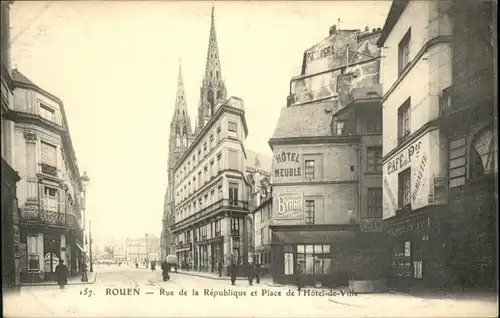 Rouen Rue Republique Place Hotel de Ville *