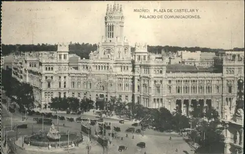 Madrid Strassenbahn Plaza Castelary Palacio Comunicaciones  x