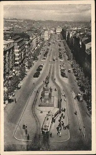 Prag Prahy Prague Wenzelsplatz Mahnmal Reiterdenkmal Strassenbahn Vaclavske namesti Kat. Praha