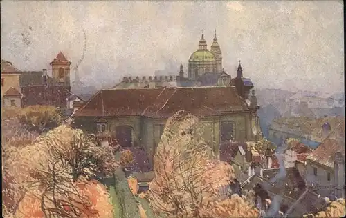 Prag Prahy Prague St. Kajetanskirche auf der Kleinseite Kuenstlerkarte nach Aquarell von J. Setelik Serie IV Kat. Praha