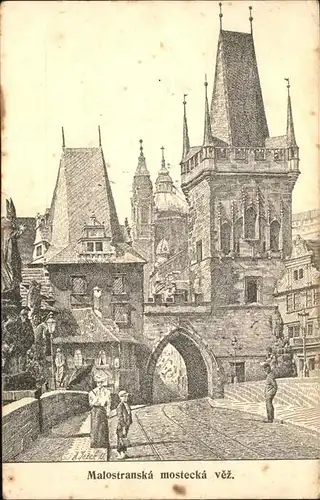 Prag Prahy Prague Malostranske mostecke vez Kleinseiter Brueckentuerme Kuenstlerkarte Jezek Kat. Praha