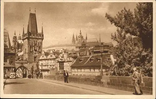 Prag Prahy Prague Malostranske mostecke veze Hradcany Kleinseiter Brueckentuerme Karlsbruecke Burg Hradschin Kathedrale Veitsdom Kat. Praha