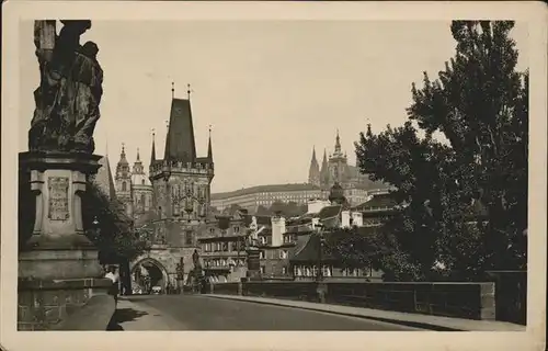Prag Prahy Prague Malostranske mostecke veze Hradcany Kleinseiter Brueckentuerme Karlsbruecke Burg Hradschin Kathedrale Veitsdom Kat. Praha