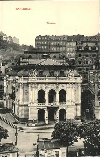 Karlsbad Eger Boehmen Theater handkoloriert Kat. Karlovy Vary