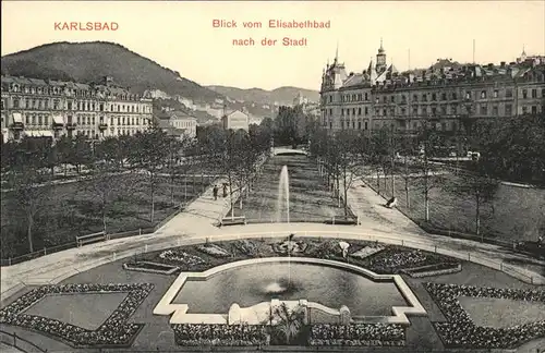 Karlsbad Eger Boehmen Blick vom Elisabethbad Kat. Karlovy Vary