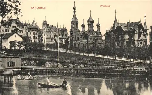 Karlsbad Eger Boehmen Westend Villenkolonie Russische Kirche Boot Kat. Karlovy Vary