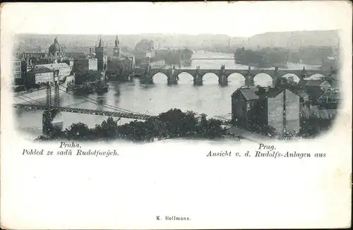 Prag Prahy Prague Pohled ze sadu Rudolfovych Ansicht von den Rudolfsanlagen aus Moldau Bruecke Kat. Praha