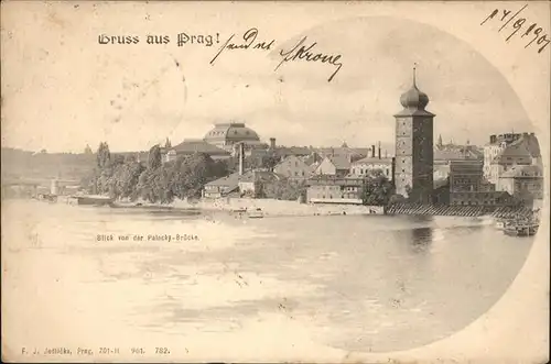 Prag Prahy Prague Blick von der Palacky Bruecke Moldau Turm Kat. Praha