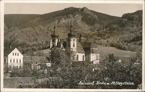 Haindorf Tschechien Wallfahrtskirche mit Mittagsteine Kat. Hejnice