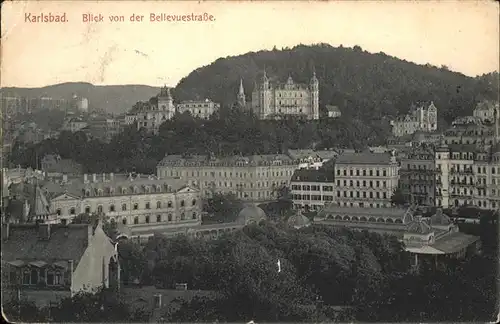 Karlsbad Eger Boehmen Blick von der Bellevuestrasse Kat. Karlovy Vary