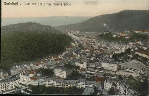 Karlsbad Eger Boehmen Panorama Blick von der Franz Josefs Hoehe Kat. Karlovy Vary