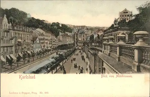 Karlsbad Eger Boehmen Blick vom Muehlbrunnen Kat. Karlovy Vary