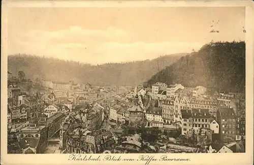 Karlsbad Eger Boehmen Blick vom Kaffee Panorama Kat. Karlovy Vary