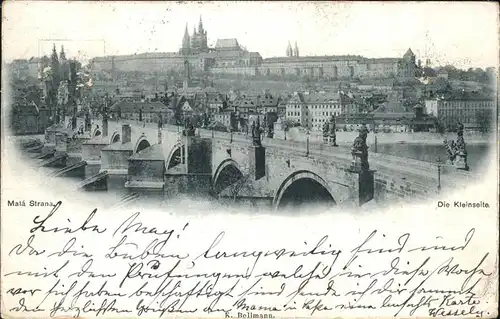 Prag Prahy Prague Mala Strana a Hradcany Kleinseite mit Burg Hradschin Moldau Bruecke Kat. Praha