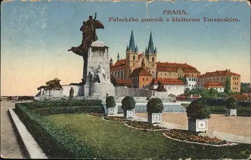 Prag Prahy Prague Palackeho pomnik s klasterem Emauzskym Denkmal Emaus Kloster Kat. Praha