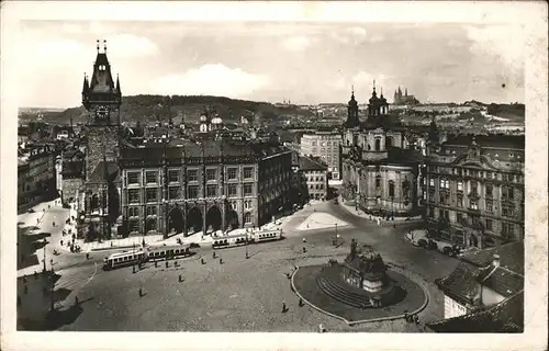 Prag Prahy Prague Staromestska namesti Altstaedter Ring Rathaus Strassenbahn Kat. Praha