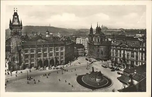 Prag Prahy Prague Staromestska namesti Altstaedter Ringplatz Rathaus Hus Denkmal Kat. Praha